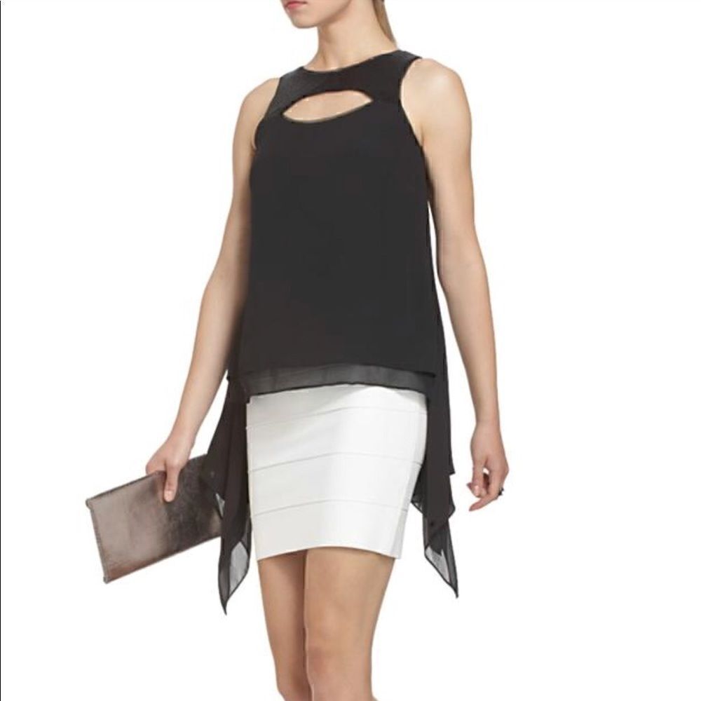 BCBGMAXAZRIA BIANCA SEQUIN SLEEVELESS BLOUSE (XS)